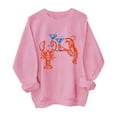 thumbnail image 1 of Arlun Martini Lobster Sweatshirt for Women Vintage Red Lobster Cheers Funny Graphic Long Sleeve Tops Loose Fit Soft Comfortable Casual Workout Crewneck Pullovers Pink M, 1 of 3