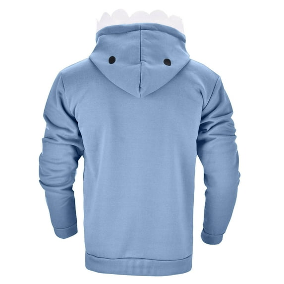 Arlun Men's Cute Shark-Teeth Trim Hoodies Oversized Long Sleeve Loose Fit Sweatshirts Drop Shoulder Shark-Shape Drawstring Hooded Pullover Tops With Pocket 2-Blue M