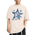thumbnail image 1 of Arlun Mens Fashion Stars Graphic Tees Oversized Crew Neck Short Sleeve Streetwear Vintage T-Shirts Summer Relaxed Fit Comfortable Drop Sleeves Preppy Style Casual Tops 2026 Khaki M, 1 of 4