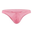 thumbnail image 1 of Arlun Mens Ice Silk Thongs T-Back Low Rise Bikini Briefs Lightweight Breathable Skin Friendly Underwear with Contour Pouch Soft Cozy Simple Pure Color Underpants 0-Pink L, 1 of 5