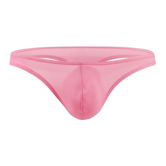 Arlun Mens Ice Silk Thongs T-Back Low Rise Bikini Briefs Lightweight Breathable Skin Friendly Underwear with Contour Pouch Soft Cozy Simple Pure Color Underpants 0-Pink L