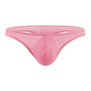 Arlun Mens Ice Silk Thongs T-Back Low Rise Bikini Briefs Lightweight Breathable Skin Friendly Underwear with Contour Pouch Soft Cozy Simple Pure Color Underpants 0-Pink M