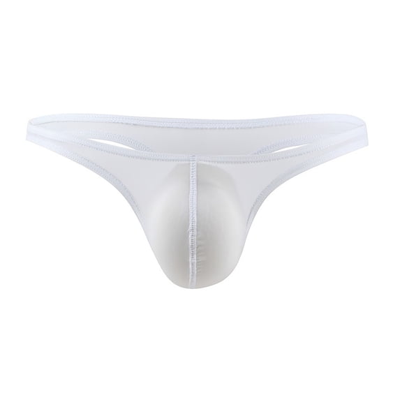 Arlun Mens Ice Silk Thongs T-Back Low Rise Bikini Briefs Lightweight Breathable Skin Friendly Underwear with Contour Pouch Soft Cozy Simple Pure Color Underpants 0-White XL