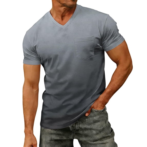 Arlun Mens Summer Stylish Gradient Color Beach T Shirts V-Neck Short ...