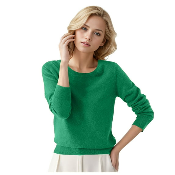 Arlun Merino Wool Sweaters for Women Long Sleeve Crew Neck Soft Comfortable Sweater Solid Color Base Layer Warm Stretch Fitted Pullover Tops Green M