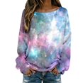thumbnail image 1 of Arlun Nebula Galaxy Print Ribbing Tops for Women Crew Neck Oversized Long Sleeve Pullover Shirt Soft Comfortable Casual Trendy Blouses 2026 Carnival Party Fashion Outfits 17-Mint Green XL, 1 of 5