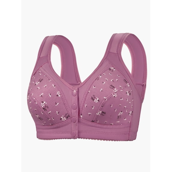 Arlun,No Underwire Bras for Older Women Front Closure Push up Wireless Bra Plus Size Full Coverage Soft Supportive Wide Straps Comfort Lightweight Breathable Bralette Bra Dark Purple 36