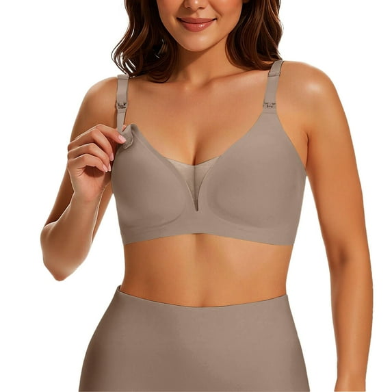 Arlun,Nursing Bras for Breastfeeding Smooth Seamless Wireless Bras Full Coverage Soft Support Mesh Comfort and Breathable No Underwire Bralettes Grey XXXL