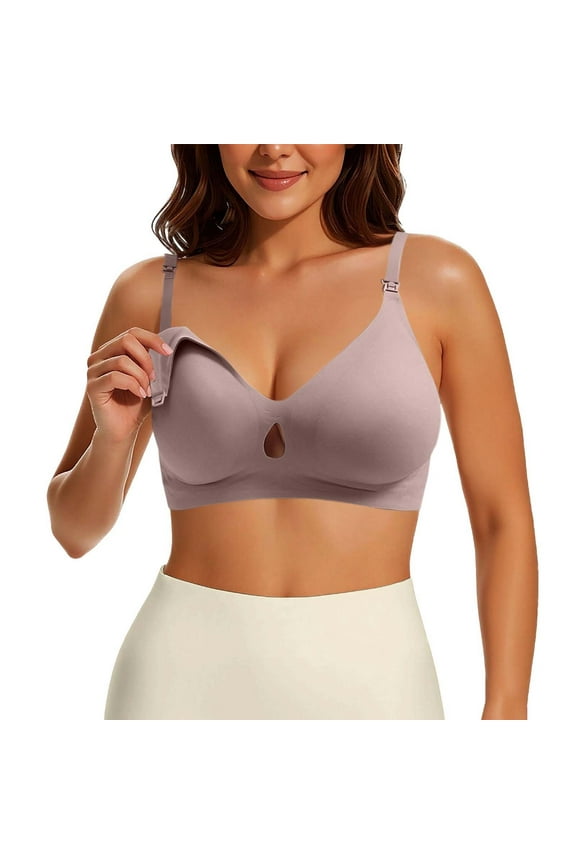 ,Nursing Bras for Breastfeeding Wireless Smooth Seamless Ultra Comfort Pregnancy Maternity Wireless Bralette Soft Supportive Breathable Thin Bra Coffee2 XXL