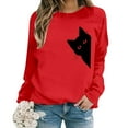 thumbnail image 1 of Arlun Oversized Cat Sweatshirts for Women Funny Black Cat Graphic Printed Casual Crewneck Pullovers Relaxed Fit Comfortable Long Sleeve Soft Hoodless Tops 2025 Red S, 1 of 4