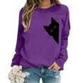 thumbnail image 1 of Arlun Oversized Cat Sweatshirts for Women Funny Black Cat Graphic Printed Casual Crewneck Pullovers Relaxed Fit Comfortable Long Sleeve Soft Hoodless Tops 2025 Purple XXL, 1 of 4