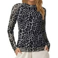 thumbnail image 1 of Arlun,Oversized Graphic Tshirts for Women Leopard Printed Neck Mesh Thin Fashion Tops Women's Soft Breathable Comfortable Slim Fit Stylish Tshirts Black XL, 1 of 6