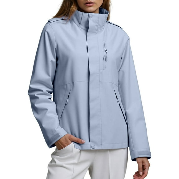 Arlun Oversized Lightweight Comfort Unisex Jackets Windproof Zipper up Long Sleeve Outdoor Stylish Warm Coat Fall Winter Hoodies for Couples Everyday Wear Light Blue M