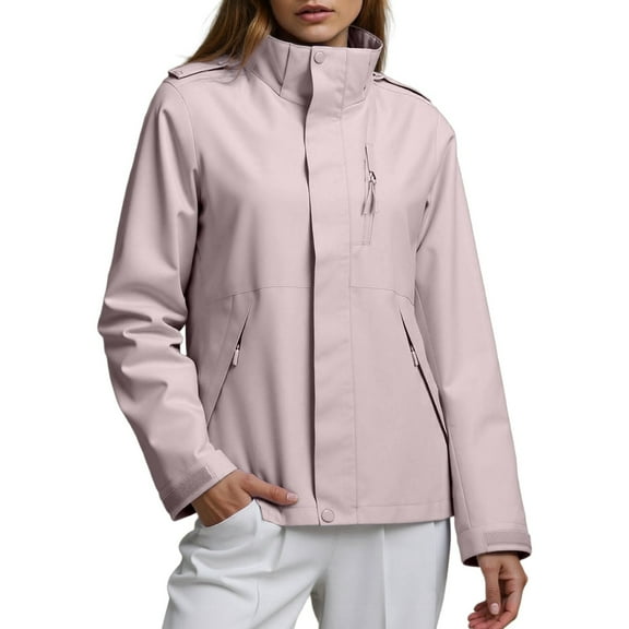 Arlun Oversized Lightweight Comfort Unisex Jackets Windproof Zipper up Long Sleeve Outdoor Stylish Warm Coat Fall Winter Hoodies for Couples Everyday Wear Pink L