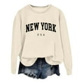 thumbnail image 1 of Arlun Oversized Los Angeles Sweatshirts for Women Trendy Plus Size Crewneck Letter Print Pullovers Loose Fit Comfortable Soft Basic Trendy Hoodless Tops Beige L, 1 of 4