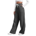 thumbnail image 1 of Arlun,Oversized Pants for Women Straight Wide Leg Elastic Waisted drawstring Sports Pants Baggy Solid Color Basic Simple Ladies Lounge Workout Trousers Dark Gray2 S, 1 of 8
