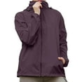 thumbnail image 1 of Arlun Oversized Zip up Rain Jackets for Women Lightweight Waterproof Windbreaker Hooded Raincoat 2025 Fashion Solid Color Packable Rain Outwear with Pockets Purple XXXL, 1 of 4