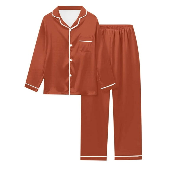 Arlun Pajama Sets for Women 2 Piece Button down Lapel Long Sleeve Tops with Pocket Baggy Elastic Waited Long Pants Soft Comfy Loose Solid Color Basic Pjs Sets Loungewear Dark Purple XL