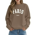 thumbnail image 1 of Arlun Paris College Sweatshirts for Women Oversized Trendy Soft Comfortable Crewneck Sweatshirts Casual Letter Graphic Print Hoodless Pullover Tops 2025 New Fall Winter Coffee L, 1 of 4
