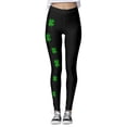thumbnail image 1 of Arlun Patrick's Day Leggings for Women Elastic High Waisted Tummy Control Printed Slim Tights Pants Shamrock Irish Clover Soft Comfortable Yoga Sports Casual Pants Black L, 1 of 7