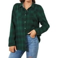 thumbnail image 1 of Arlun Plaid Flannel Long Sleeve Shirts for Women Buffalo Checkered Button down Loose Fit Blouse Tops Soft Comfy Fall Winter Stylish Outfits for Layering Dark Green XL, 1 of 7