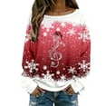 thumbnail image 1 of Arlun Plus Size Christmas Knit Sweaters for Women Red Glass Elk Reindeer Snowman Print Xmas Pullovers Tops Trendy Soft Comfort Long Sleeve Round Neck Cute Sweater Red M, 1 of 5