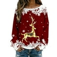 thumbnail image 1 of Arlun Plus Size Christmas Knit Sweaters for Women Red Glass Elk Reindeer Snowman Print Xmas Pullovers Tops Trendy Soft Comfort Long Sleeve Round Neck Cute Sweater Red3 XL, 1 of 5