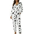 thumbnail image 1 of Arlun Plus Size Cute Pajama Sets for Women Long Sleeve Button down Lapel Sleepwear Shirts and Baggy Elastic Waited Long Pants Soft Comfy 2 Piece Plaid Printed Pjs Sets Loungewear White M, 1 of 8