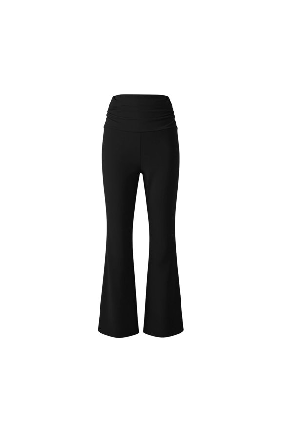 Plus Size Fold over Flare Leggings for Women Stretchy High Waisted Smooth Seamless Yoga Pants Ladies Solid Color Soft Comfortable Workout Gym Casual Bootcut Pants