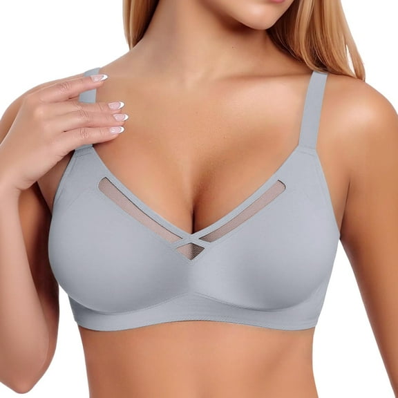 Arlun,Plus Size Jelly Bras for Women Wireless Seamless Smoothing Thin Bra No Underwire Full Coverage Lace Comfort Breathable Bralettes Push up Soft Support T-Shirt Bra Light Blue L