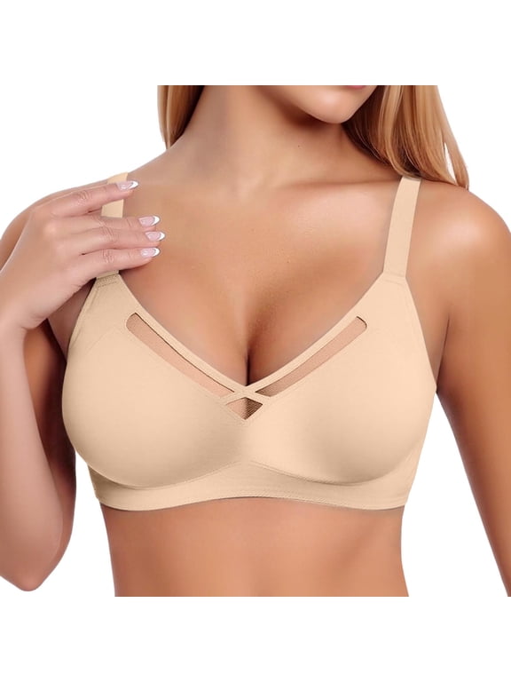 ,Plus Size Jelly Bras for Women Wireless Seamless Smoothing Thin Bra No Underwire Full Coverage Lace Comfort Breathable Bralettes Push up Soft Support T-Shirt Bra Beige XXXXL
