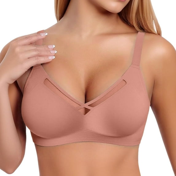Arlun,Plus Size Jelly Bras for Women Wireless Seamless Smoothing Thin Bra No Underwire Full Coverage Lace Comfort Breathable Bralettes Push up Soft Support T-Shirt Bra Pink XL