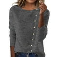 thumbnail image 1 of Arlun Plus Size Long Sleeve Knit Sweaters Top Button down Crewneck Soft Comfortable Pullovers 2025 Fall Winter Solid Color Thin Sweater Stylish Casual Outfits Grey XXL, 1 of 4