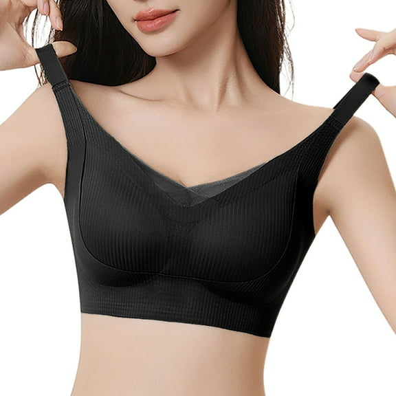 Arlun,Plus Size Thin Seamless Bras for Women No Underwire Full Coverage Push up and Lift Bra Stretch Comfortable Breathable Soft Support Wireless Padded Everyday Bras Black XXXL