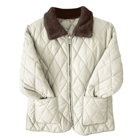 Arlun Plus Size Winter Puffy Jackets for Women Warm Collar Full Zipper up Short Coats Trendy Quilted Puffer Thickened Loose Comfy Casual Fashion Outwear with Pockets White XXXXXL