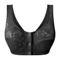 thumbnail image 1 of Arlun,Plus Size Wireless Bras Lightly Front Button Bras for Older Women Full Coverage Supportive Mesh Breathable Comfort No Underwire Thin Bralettes for Everyday Wear Black 38, 1 of 9