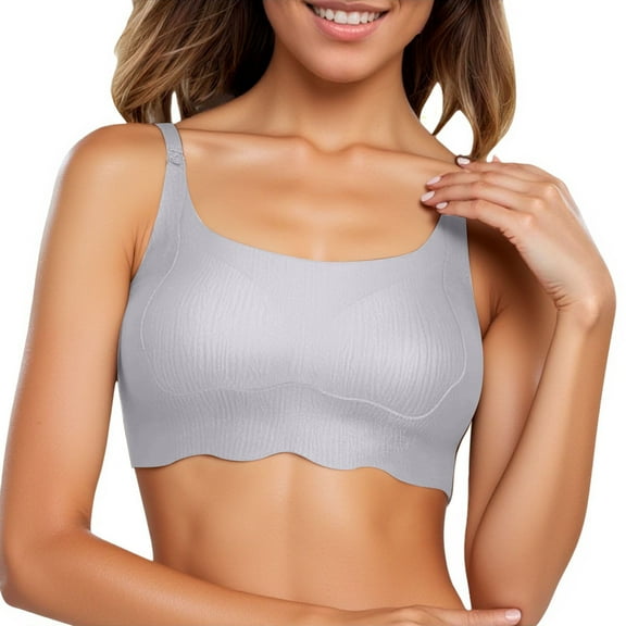 Arlun,Plus Size Wireless Comfortable Bras Seamless Liftting Breathable Bralette Bralettes Soft Support Large Chest Small Half Fixed Cup Breathable Bra for Everyday Wear Grey L