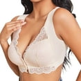 thumbnail image 1 of Arlun Plus Size Women's Seamless Front Closure Sports Bras Lace Full Coverage Supportive Wire-Free Convenient Front Hook Bralettes Wide Straps Design More Comfortable Beige M, 1 of 8