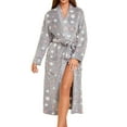 thumbnail image 1 of Arlun Plush Robes for Women Fuzzy Valentine's Day Long Bath Robe Fluffy Cute Printed Soft Comfortable Warm Winter Loungewear Fashion Long Sleeve Sleepwear with Pockets 7-Grey XL, 1 of 5