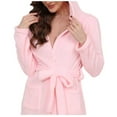 thumbnail image 1 of Arlun Plush Short Hooded Robes for Women Heart & Striped Graphic Long Sleeve Fuzzy Bathrobes Shawl Collar Soft Warm Cozy Wrap Loungewear Sleepwear Robe with Belt and Pockets 9-Light Pink XL, 1 of 3
