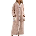 thumbnail image 1 of Arlun Plush Sleepwear Robe for Women Long Over the Knee Length Cozy Button down Hooded Bathrobes Long Sleeve Sleepwear Winter Warm Loungewear with Pockets Light Pink XL, 1 of 4