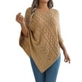 thumbnail image 1 of Arlun Poncho Knitted Cape Shawl Sweaters for Women Elegant Wrap V-Neck Cable Knit Hollow out Pullovers Loose Fit Comfortable Solid Color Sweater Tops Khaki S, 1 of 5