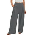 thumbnail image 1 of Arlun Pull on Dress Pants for Women Wide Leg Stretchy Work Office Trousers High Waisted Business Casual Loose Lightweight Comfy Slacks 2025 Simple Stylish Pants with Pockets Grey S, 1 of 6
