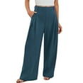 thumbnail image 1 of Arlun Pull on Dress Pants for Women Wide Leg Stretchy Work Office Trousers High Waisted Business Casual Loose Lightweight Comfy Slacks 2025 Simple Stylish Pants with Pockets Dark Blue XXXXXL, 1 of 6