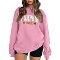 thumbnail image 1 of Arlun Pumpkin Season Sweatshirts Women's Fashion Letter Printed Halloween Sweatshirts Tops Plus Size Loose Crewneck Comfortable Pullovers Long Sleeve Fall Winter Outfits Pink XXL, 1 of 2