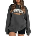 thumbnail image 1 of Arlun Pumpkin Season Sweatshirts Women's Fashion Letter Printed Halloween Sweatshirts Tops Plus Size Loose Crewneck Comfortable Pullovers Long Sleeve Fall Winter Outfits Dark Gray L, 1 of 2