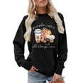 thumbnail image 1 of Arlun Pumpkin Spice and Everything Nice Womens Sweatshirts Fall Coffee Hoodless Pullovers Crewneck Long Sleeve Loose Fit Casual Tops for Thanksgiving Sweatshirts Gift Black XL, 1 of 4