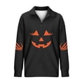 thumbnail image 1 of Arlun,Quarter Zipper Halloween Sweatshirts for Women Cute Funny Pumpkin Face Oversized Sweatshirt Women's Loose Fit Long Sleeve Pullovers Hoodless Tops Black L, 1 of 3