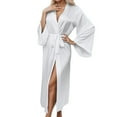 thumbnail image 1 of Arlun Satin Long Robes for Women Solid Color Soft Lightweight Belted Wrap Bathrobe Soft Comfortable Kimono Style Elegant Sleepwear for Bride & Everyday Loungewear White S, 1 of 6
