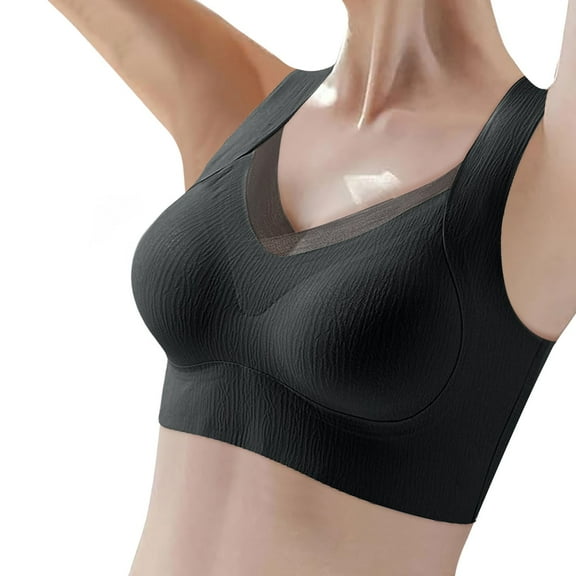 Arlun,Seamless Bras for Women No Underwire Wireless Comfortable Lace Breathable Bralettes Soft Support and Lift Padding Full Coverage Push up T-Shirt Bra Black XXL